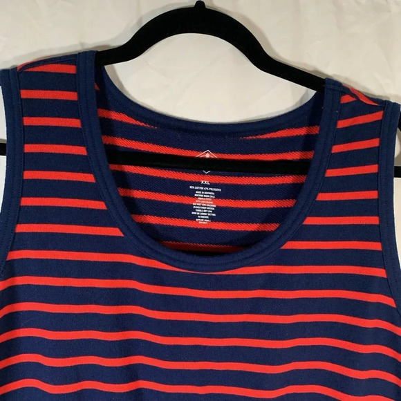 St john's Bay Dress Women's XXL Blue Red Striped Sleeveless Cotton Blend - Picture 4 of 7